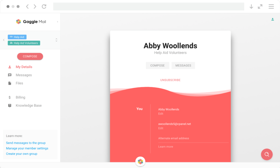 screenshot of Gaggle Mail